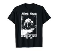 Gira Europea de la Muerte Negra | Rata de la Peste Medieval Camiseta gráfica económica, Hombre, Negro, S