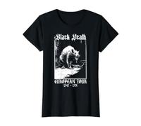 Gira Europea de la Muerte Negra | Rata de la Peste Medieval Camiseta gráfica económica, Mujer, Negro, M