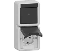 Gira Interruptor Vertical Toma De Corriente Combo IP44 Gris - 417630