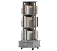 Gira la librería, Estantería giratoria Creativa extraíble Multifuncional Estantes de Piso a Techo con gabinetes Almacenamiento Cerrados(4 Layers)