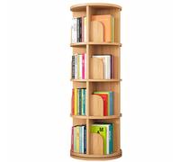 Gira la librería, Estantería giratoria de 360 Grados Estante Madera Maciza Varios Niveles Almacenamiento doméstico Simple Ahorra Espacio y es fácil almacenar(Log Colour,130 * 46cm)