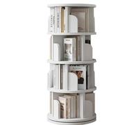 Gira la librería, Estantería giratoria de 4/5/6 Niveles for el Suelo, Ideal for hogar, la Sala Estar, organización Libros, Estudio, Oficina, Escuela y Dormitorio(White,130 * 46cm)