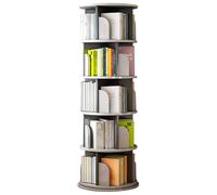 Gira la librería, Estantería giratoria de 5 estantes for artículos del hogar Estante Almacenamiento pie Material Engrosado Soporte Carga Estable Sin tambaleo(Grey)