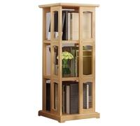 Gira la librería, Estantería giratoria de Piso, estantería Madera Maciza, Almacenamiento móvil for Sala Estar, Amplio Espacio for un fácil(Wood Color,100.6 * 36cm)