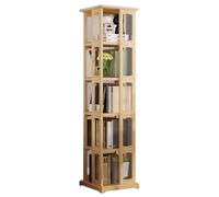 Gira la librería, Estantería giratoria de Piso, estantería Madera Maciza, Almacenamiento móvil for Sala Estar, Amplio Espacio for un fácil(Wood Color,160.6 * 36cm)