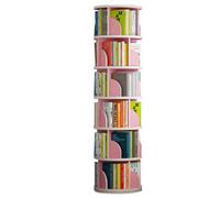 Gira la librería, Estantería giratoria de Varios Niveles, Sencilla, pie, for Sala Estar, Estudio, Almacenamiento, Ahorro Espacio(White+Pink,188cm(74in))