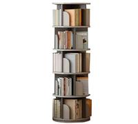 Gira la librería, Estantería giratoria de Varios Niveles Suelo for el hogar Amplio Espacio Almacenamiento Acabado Liso(Grey)