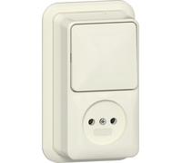 Gira Montaje En Superficie Combo De Enchufe De 2 Polos Crema Blanco - 447610