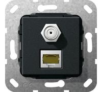 Gira RJ45 Cat6A Red Y Toma Combo SAT-F Negra - 569710