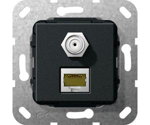 Gira RJ45 Cat6A Red Y Toma Combo SAT-F Negra - 569710