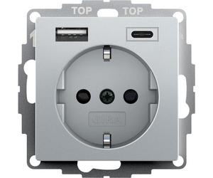 Gira Sistema 55 Enchufe De Pared Usb Doble Aluminio - 245926