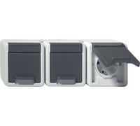 Gira Toma Schuko Triple Con Tapa Articulada IP44 Gris - 478930