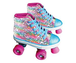 Girabrilla by Sport One - Patines de Ruedas con Lentejuelas giratorias, Multicolor 31-32