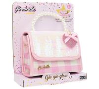 Girabrilla Glamour - Bolso GIO GIO Glow con Lentejuelas Reversibles, Camiseta con Perlas, Correa y Abalorios corazón