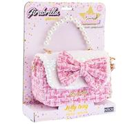 Girabrilla Lolly Bag, bolso Tweed con lazo rosa y correa