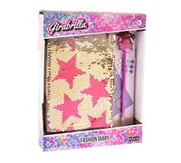 Girabrilla Nice Group Fashion Diary Magenta Star, Agenda con Lentejuelas Reversibles, Pom Pom Pen, Pegatinas Gemas y Pegatinas