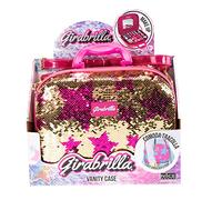 Girabrilla Nice Group Make Up Case, Estuche de Maquillaje - Oro con Estrellas Fucsia