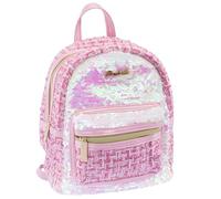 Girabrilla Tweed Backpack, mochila de tela con cierre de cremallera y lentejuelas reversibles