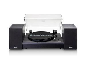 Giradischi Lenco Ls 301 | Reproductor de vinilo con altavoces bidireccionales - Gramófono con Audio-Technica AT3600L - 33/45 RPM - Negro