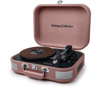 Muse MT-201 BTP - Giradiscos Muse Tres velocidades, Bluetooth, USB y Lector de Tarjetas SD, Rosa