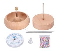 Girador de cuentas DIY, cuenco giratorio para ensartar cuentas, kit de herramientas manual de madera para ensartar cuentas y fabricar joyas, girador de cuenco para cuentas de 10 cm