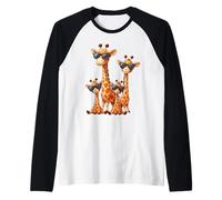 Giraffe Family Sunglasses Safari Zoo Animal Lover Giraffes Camiseta Manga Raglan