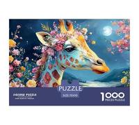 Giraffe in Intricate Psychedelic 1000 Pcs Ökopapier Puzzle Giraffe Stressabbau Familienspiel Puzzles Als Wohnaccessoires 70x50cm/1000pcs