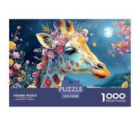 Giraffe in Intricate Psychedelic 1000 Pcs Premium-Karton Puzzle Giraffe Stressabbau Familienspiel Puzzles Als Wohnaccessoires 52x38cm/1000pcs
