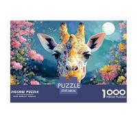 Giraffe in Intricate Psychedelic 1000 Stück Ökopapier Puzzle Giraffe Lebendige Bilder Kreatives Spiel Puzzles Für Erwachsene Und Kinder 38x26cm/1000pcs