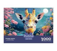 Giraffe in Intricate Psychedelic 1000 Stück Stabiler Karton Puzzle Giraffe Lebendige Bilder Kreatives Spiel Puzzles Als Wohnaccessoires 70x50cm/1000pcs