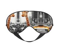 Giraffe in New York Printing - Máscara de ojos para dormir de doble cara para yoga, camping, máscara suave para dormir