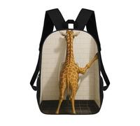 Giraffe in Restroom Bathroom Toilet Mochilas Infantiles Impresas En 3D, Mochilas De Moda Informales, Mochilas De Viaje Bonitas, Mochilas Informales Para Exteriores Para Niños Y Niñas 17inch