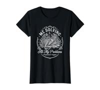 Giraffe Me Resolviendo Mis Problemas Dormir Siesta Divertido Camiseta gráfica económica, Mujer, Negro, XS