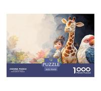 Giraffe with Friend 1000 Pcs Stabiler Karton Puzzle Kid with Pets Stressabbau Kreatives Spiel Puzzles Als Wohnaccessoires 70x50cm/1000pcs
