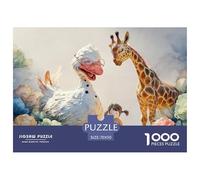 Giraffe with Friend 1000 Stück Premium-Karton Puzzle Fantasy Duck and A Giraffe Lebendige Bilder Familienspiel Puzzles Als Geburtstagsgeschenke 70x50cm/1000pcs