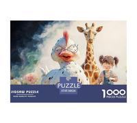 Giraffe with Friend 1000 Stück Stabiler Karton Puzzle Fantasy Duck and A Giraffe Stressabbau Kreatives Spiel Puzzles Für Erwachsene Und Kinder 38x26cm/1000pcs
