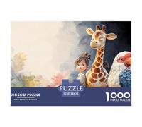 Giraffe with Friend 1000 Stück Stabiler Karton Puzzle Kid with Pets Lebendige Bilder Familienspiel Puzzles Für Erwachsene Und Kinder 38x26cm/1000pcs