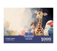 Giraffe with Friend 1000 Stück Stabiler Karton Puzzle Kid with Pets Lebendige Bilder Kreatives Spiel Puzzles Als Wohnaccessoires 52x38cm/1000pcs