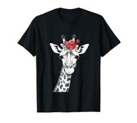 Giraffe with Red Rose for Zoo Animal Lovers Camiseta