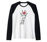 Giraffe with Red Rose for Zoo Animal Lovers Camiseta Manga Raglan