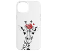Giraffe with Red Rose for Zoo Animal Lovers Carcasa para iPhone 15 Plus