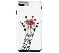 Giraffe with Red Rose for Zoo Animal Lovers Carcasa para iPhone 7 Plus/8 Plus