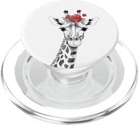 Giraffe with Red Rose for Zoo Animal Lovers PopSockets PopGrip para MagSafe
