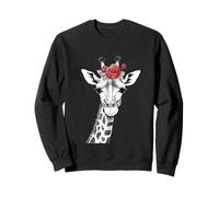 Giraffe with Red Rose for Zoo Animal Lovers Sudadera