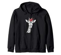 Giraffe with Red Rose for Zoo Animal Lovers Sudadera con Capucha