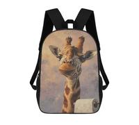Giraffe with Toilet Paper Roll Mochilas Impresas En 3D Para Niños 17inch Mochilas De Moda Informales Para El Día A Día, Bolsas De Viaje, Mochilas Informales Para Exteriores Para Niños Y Niñas