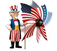 Girándulas Viento para Exterior | 250° Patriótico con Hélice,Molinos De Viento para Jardín con Diseño De Bandera Americana,para Decoración de Temporada en Casa Porche Balcón Terraza Junto a Piscina y