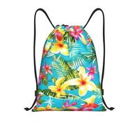 Girasol abejas impresión cordón bolsas mochila bolsa deporte gimnasio bolsa cordón bolsa compras cadena bolsa, Estilo de verano hawaiano, S