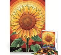 Girasol al Atardecer ︰ Rompecabezas de vidrieras de 1000 Piezas para Adultos Juguete Inteligente, Divertido y silencioso Corte preciso 50x75cm