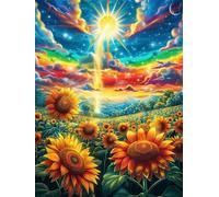 Girasol Amanecer Field Puzzle 500 Piezas Cartón Blanco Premium para Expertos Animales Salvajes con Flores Vacaciones Fines Semana Hobby Y Ocio Regalo Navideño 500 PCS